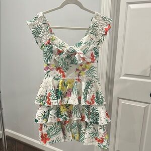 Caroline Constas White Floral Lace Dress